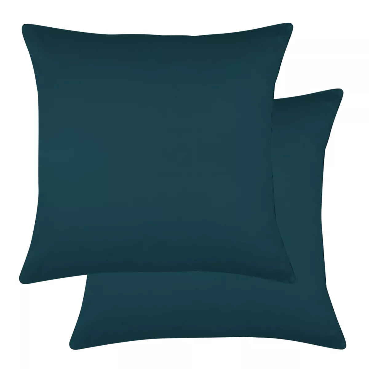 Lot de 2 taies satin de coton uni bleu Ava uni bleu ardoise
