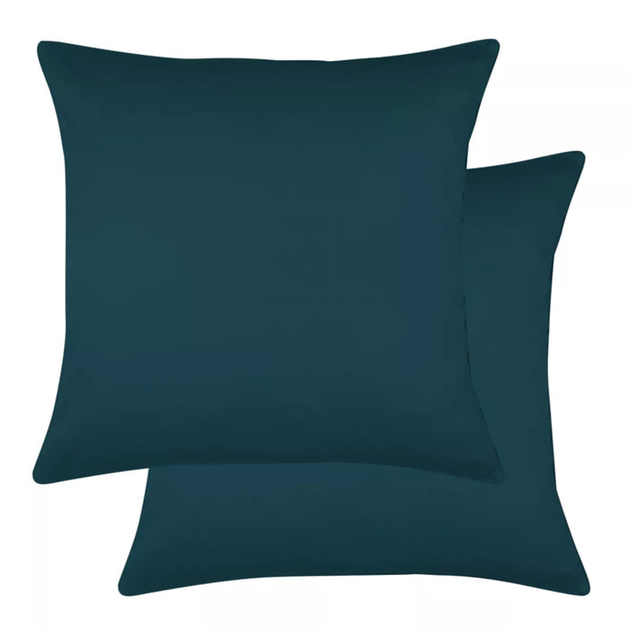 Lot de 2 taies satin de coton uni bleu Ava uni bleu ardoise