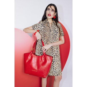 Abito corto con stampa animalier
