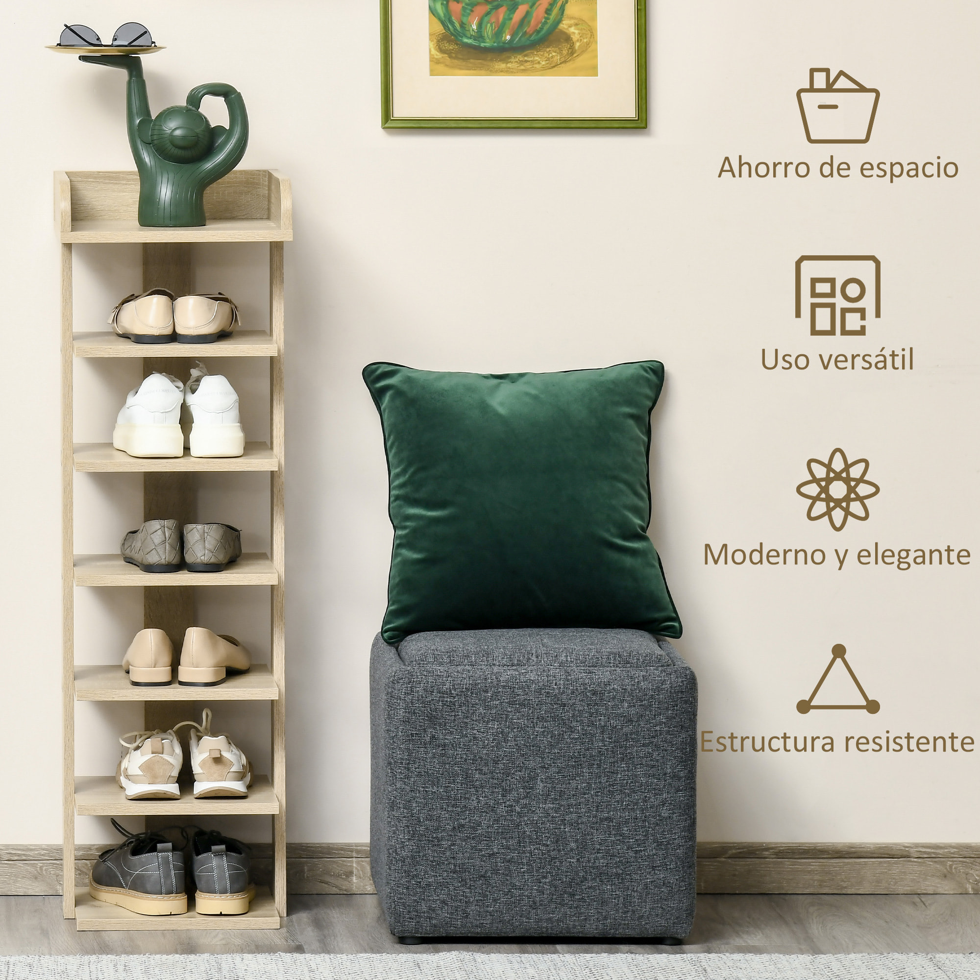 Zapatero Estrecho de 7 Niveles, Estantería de Zapatos, para 6 Pares de Zapatos, para Espacio Pequeño, Dormitorio y Pasillo, Roble