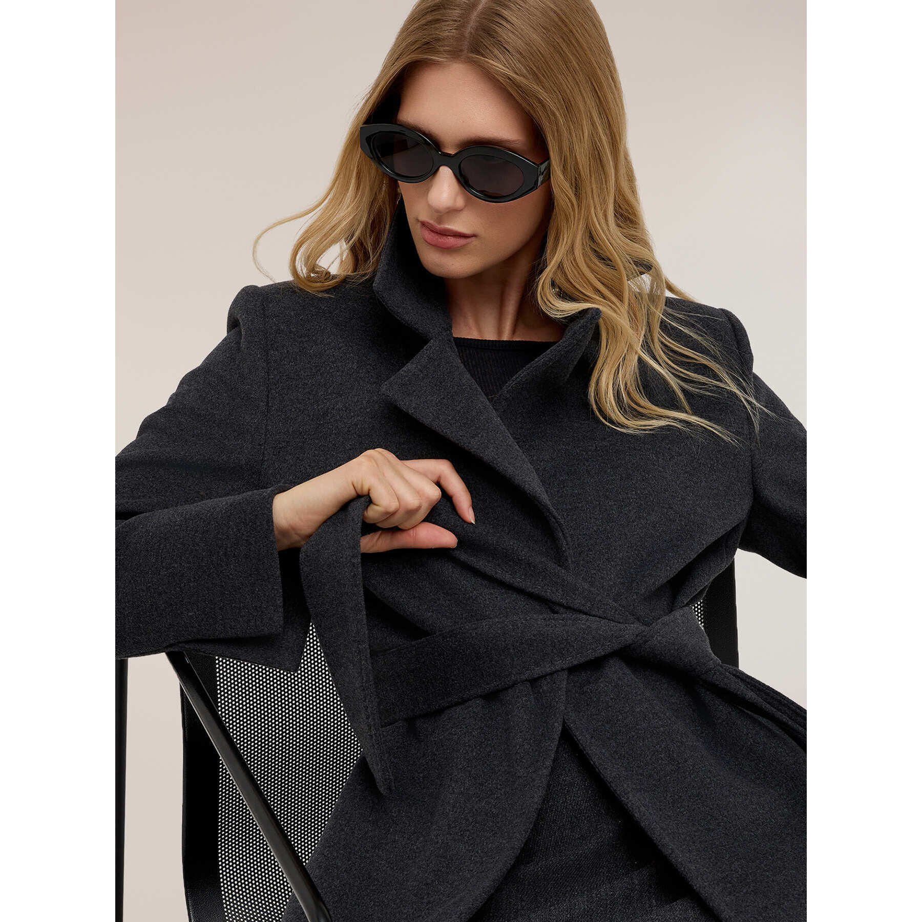 Motivi - Cappotto cinturato misto cashmere The Tailoring lab - Grigio