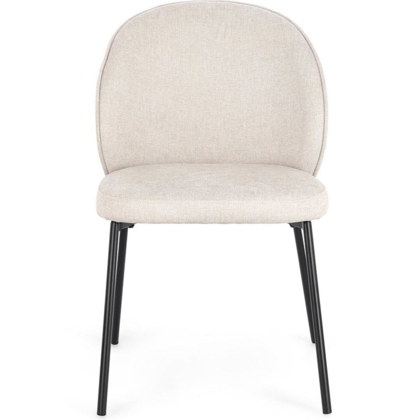 Set di sedie WENDY in tessuto beige e gambe acciaio nere