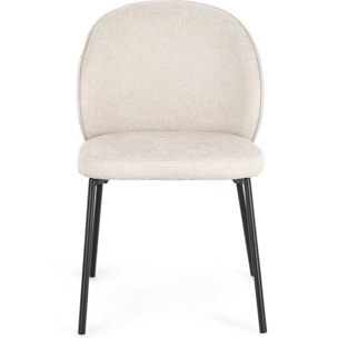 Set di sedie WENDY in tessuto beige e gambe acciaio nere