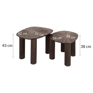 Tania - lot de 2 tables basses gigognes en teck massif - 62 et 54 cm - Bois