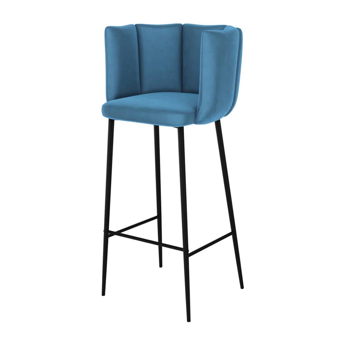 Lot de 2 chaises de bar en velours bleu 75 cm - Rosy