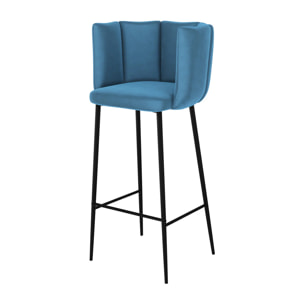Lot de 2 chaises de bar en velours bleu 75 cm - Rosy