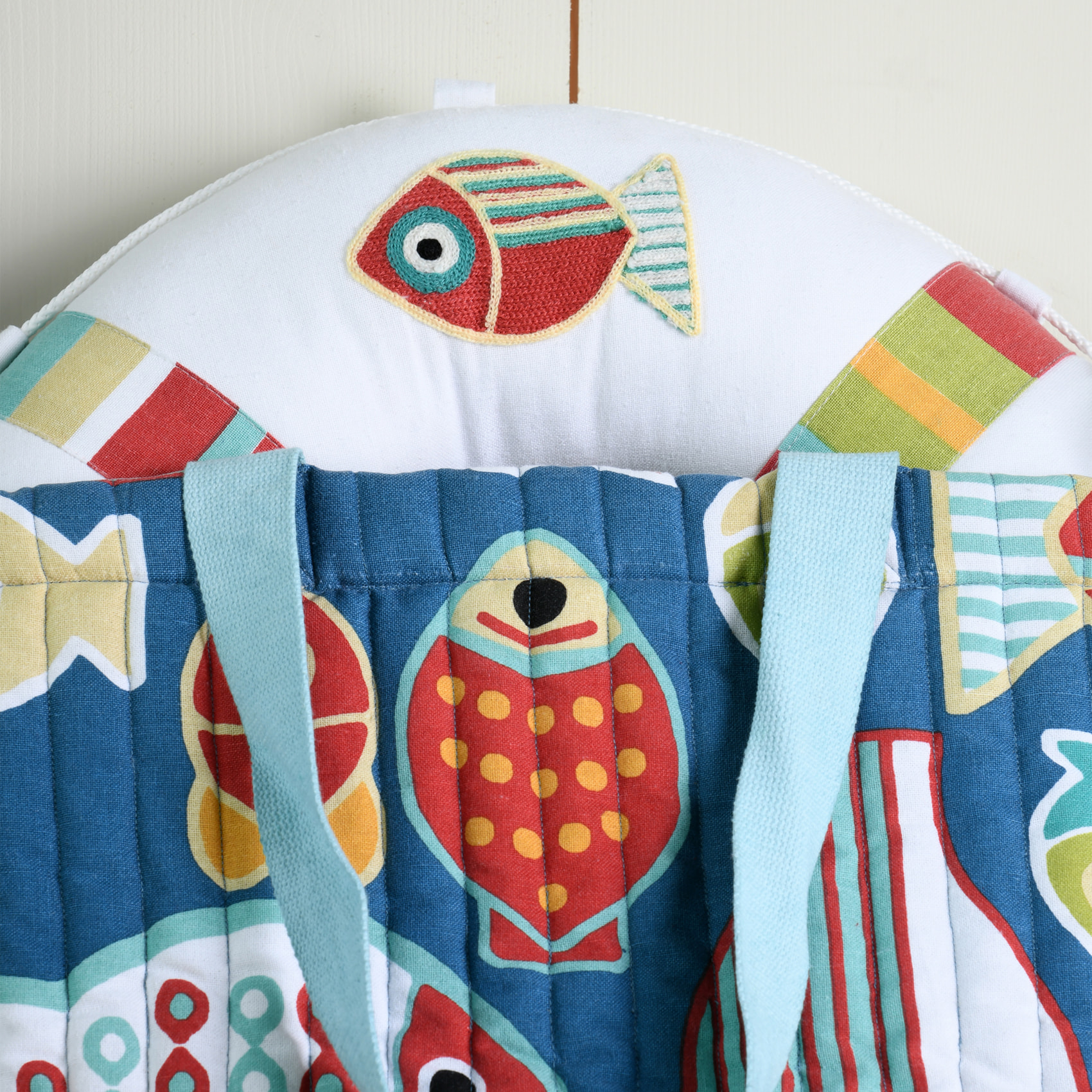 Coussin bouée polycoton - Blanc