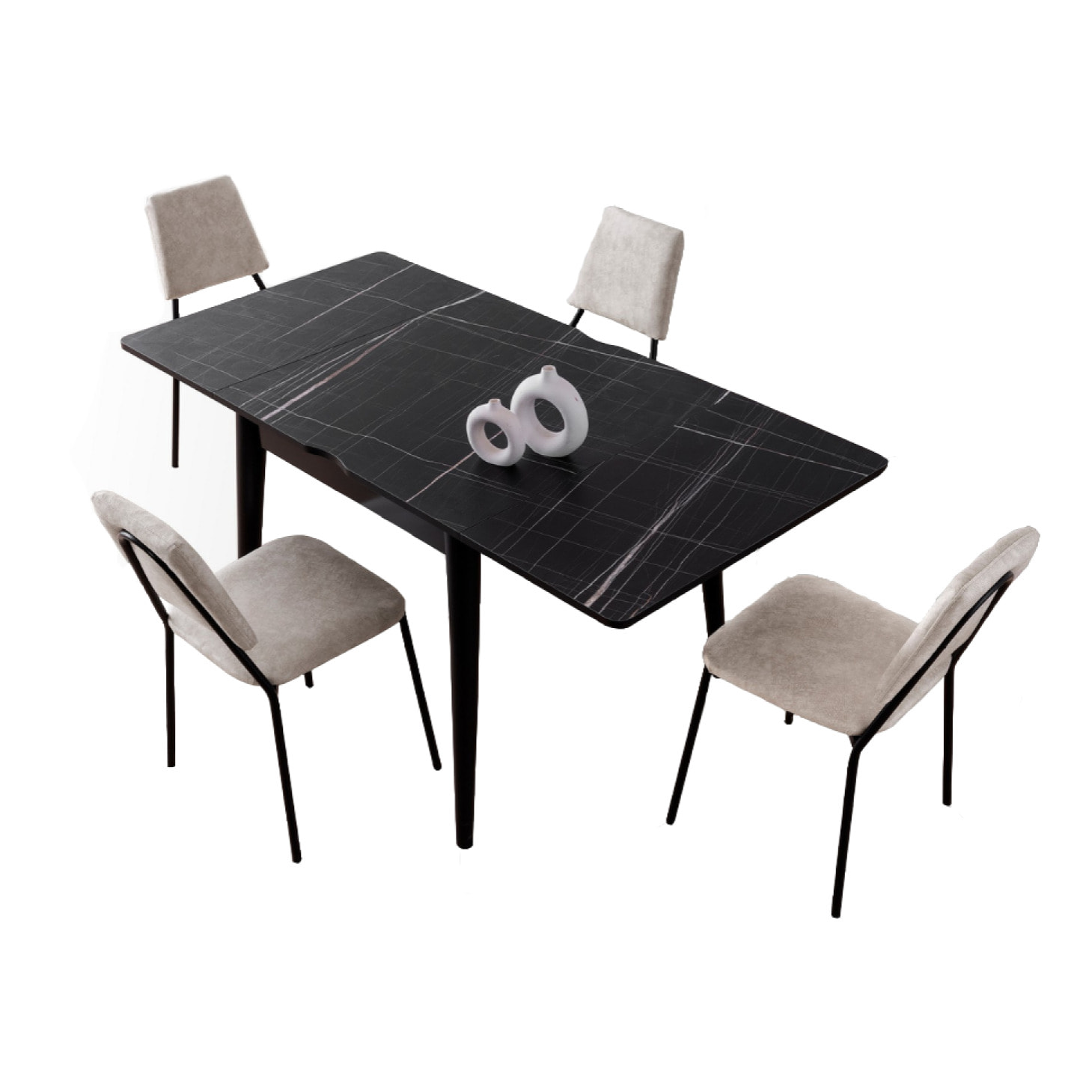 VOLI - Table à manger 6 personnes gris et noir 180 cm