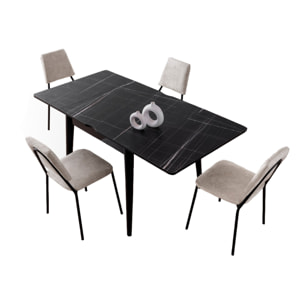 VOLI - Table à manger 6 personnes gris et noir 180 cm