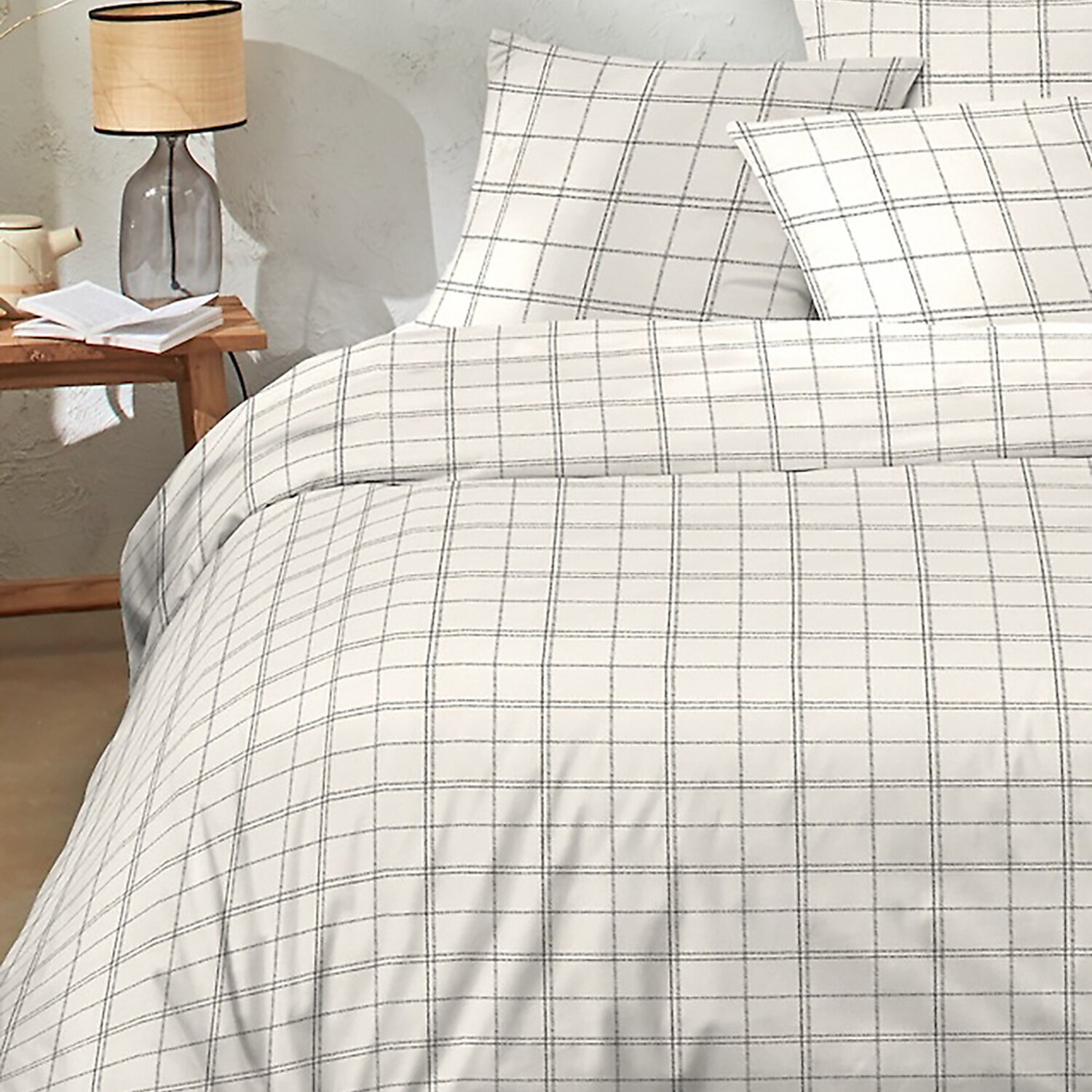Parure housse de couette prades ecru + 2 taies d'oreillers