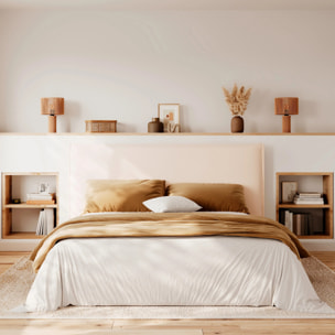 Tête de lit en tissu blanc déhoussable 160 cm - Safia