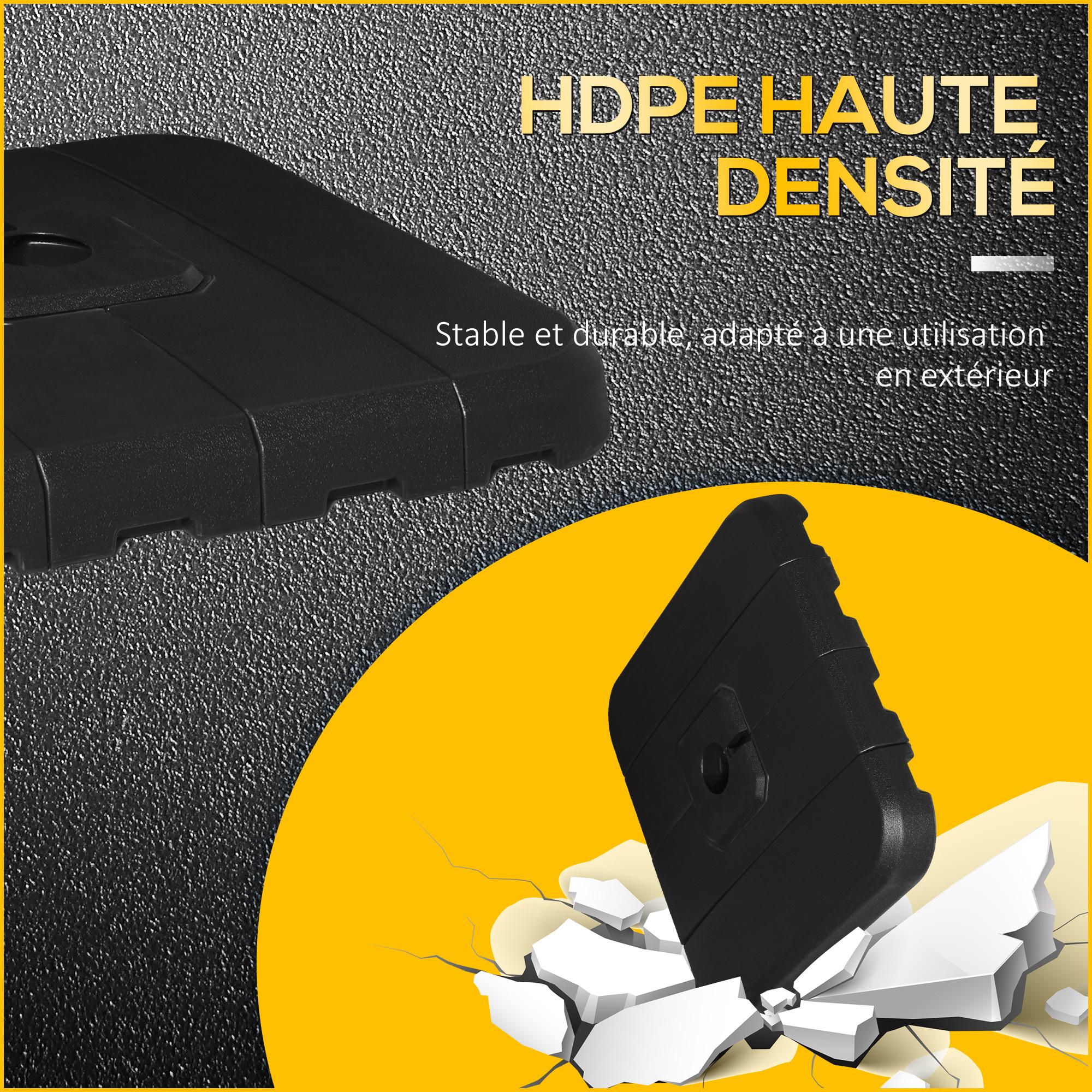 Lot de 4 poids de lestage avec poignées - compatibilité parasols déportés piètement croix - HDPE texturé noir