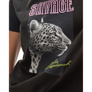 T-shirt Savage grigia con scollo a V
