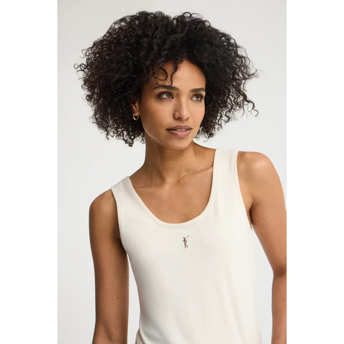 Camiseta de tirantes color crudo de corte slim con bordado Rigby Go