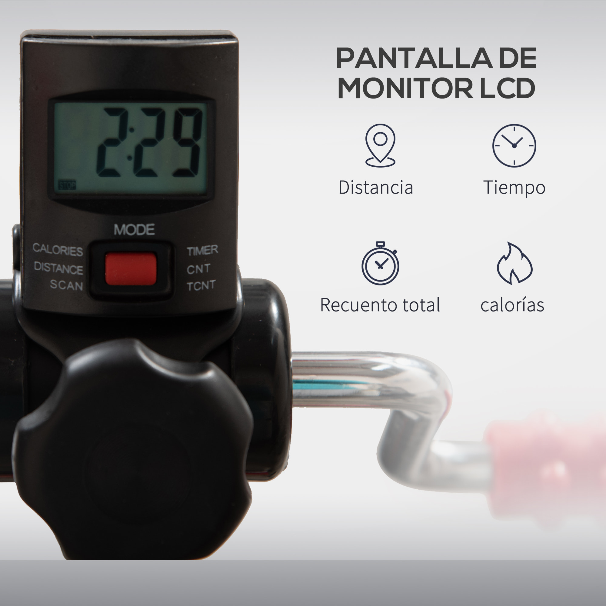 Pedales Estáticos Personas Mayores, Pedaleador Ejercitador de Piernas y Brazos, Altura Ajustable 75-97 cm, Ancho Regulable 44-56 cm, con Pantalla LCD y Rodillo Masajeador para Pies