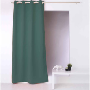 Rideau occultant fil noir avec 8 œillets - Vert foncé