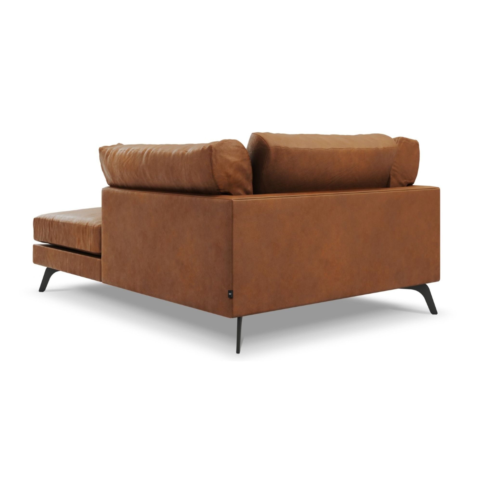 Méridienne "Camille" en cuir véritable marron
