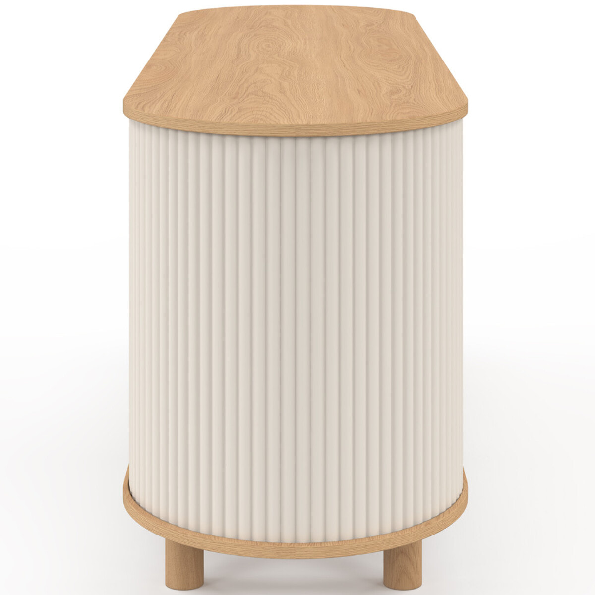 Meuble TV Kanel beige effet cannelé 140cm