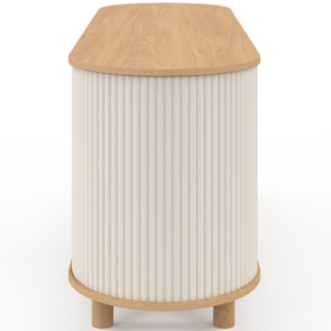 Meuble TV Kanel beige effet cannelé 140cm