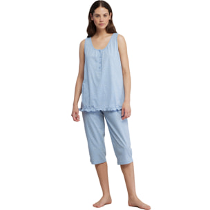 Pigiama donna top spalla larga e bermuda cotone tuly Noidinotte