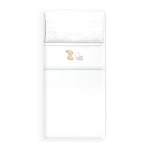 Triptico Minicuna Guipur Oso Tumbado Conejito Bco/Azul