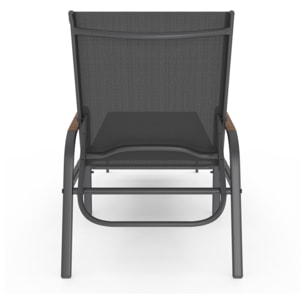 Transats inclinables Ozéa 5 positions textilène - lot de 2