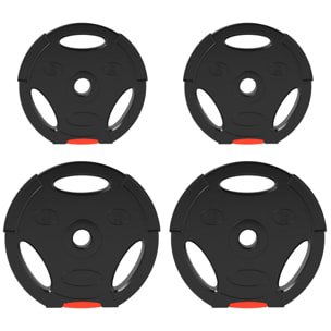 Juego de Discos Pesas de 4 Piezas Discos de Pesas Total 30 kg 2x10 kg 2x5 kg con Orificios de 2,5 cm para Entrenamiento Fitness en Hogar Gimnasio Negro
