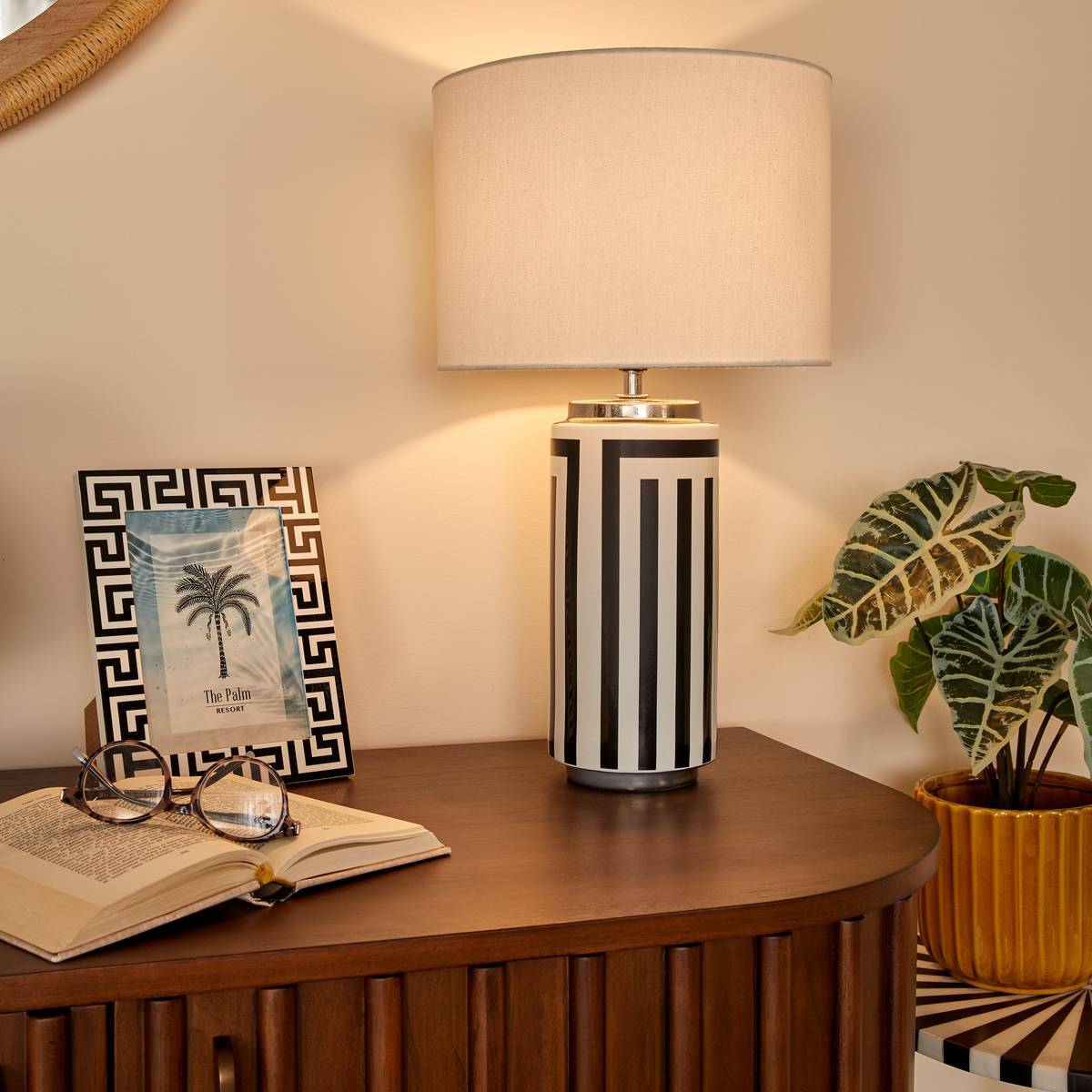 Lampe Regis H50cm noir et blanc