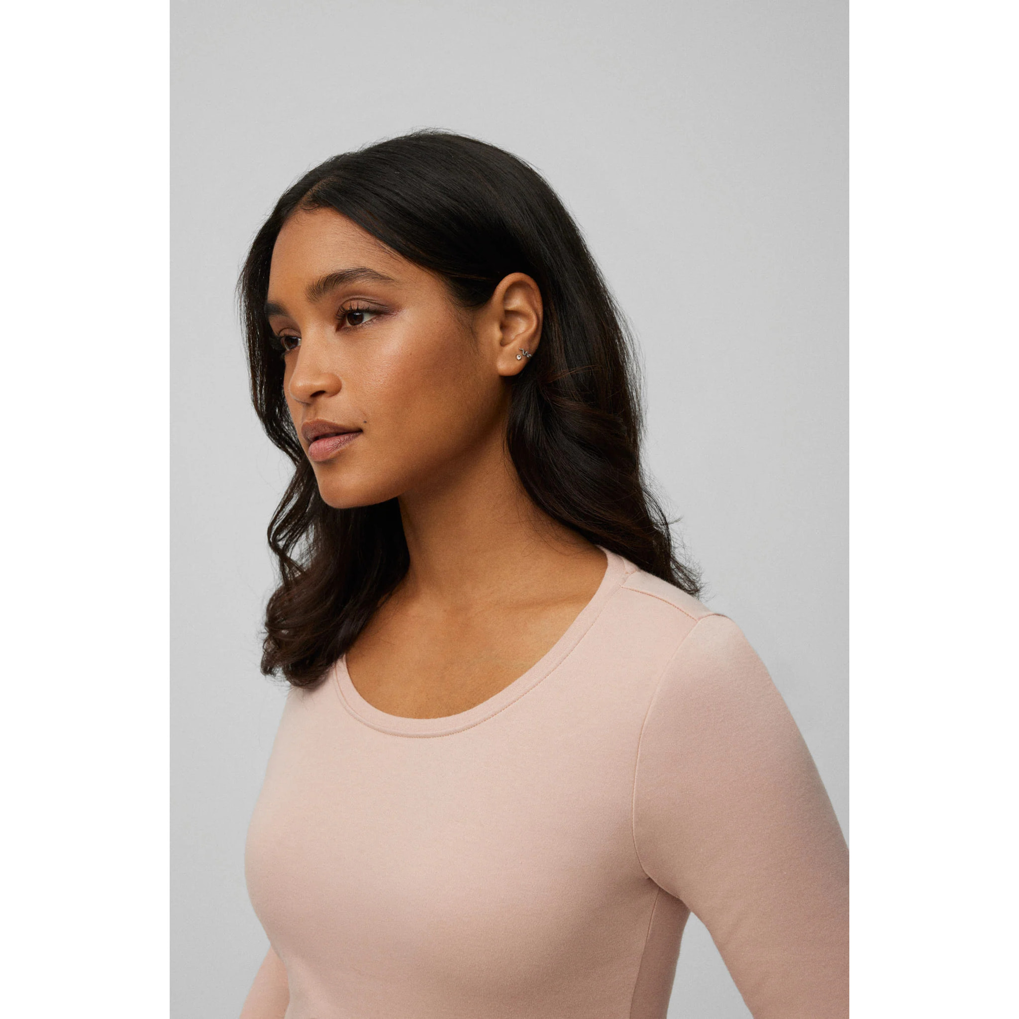 Maglia calda in cotone a maniche lunghe, scollo rotondo, nude