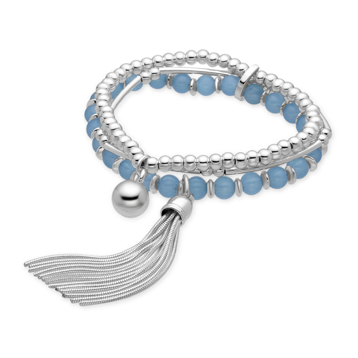 Pulsera de Cristal Azul acabada en rodio