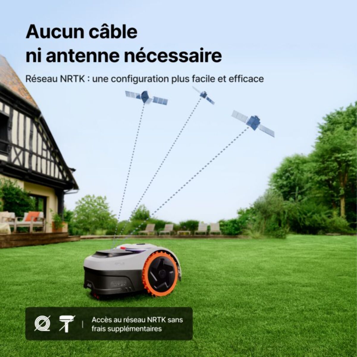 Robot tondeuse NAVIMOW i208 AWD - sans fil périphérique ni antenne, 3 roues motrices, pentes 45%, cartographie auto, 800m²