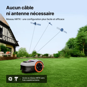 Robot tondeuse NAVIMOW i208 AWD - sans fil périphérique ni antenne, 3 roues motrices, pentes 45%, cartographie auto, 800m²
