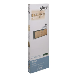Buffet "Chevrons" 2 portes 3 tiroirs effet pin naturel 160x75cm