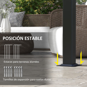 Outsunny Pérgola de Jardín 3x3 m Cenador para Exterior con Techo Retráctil Marco de Acero Impermeable y Anti-UV para Terraza Patio Gris Oscuro