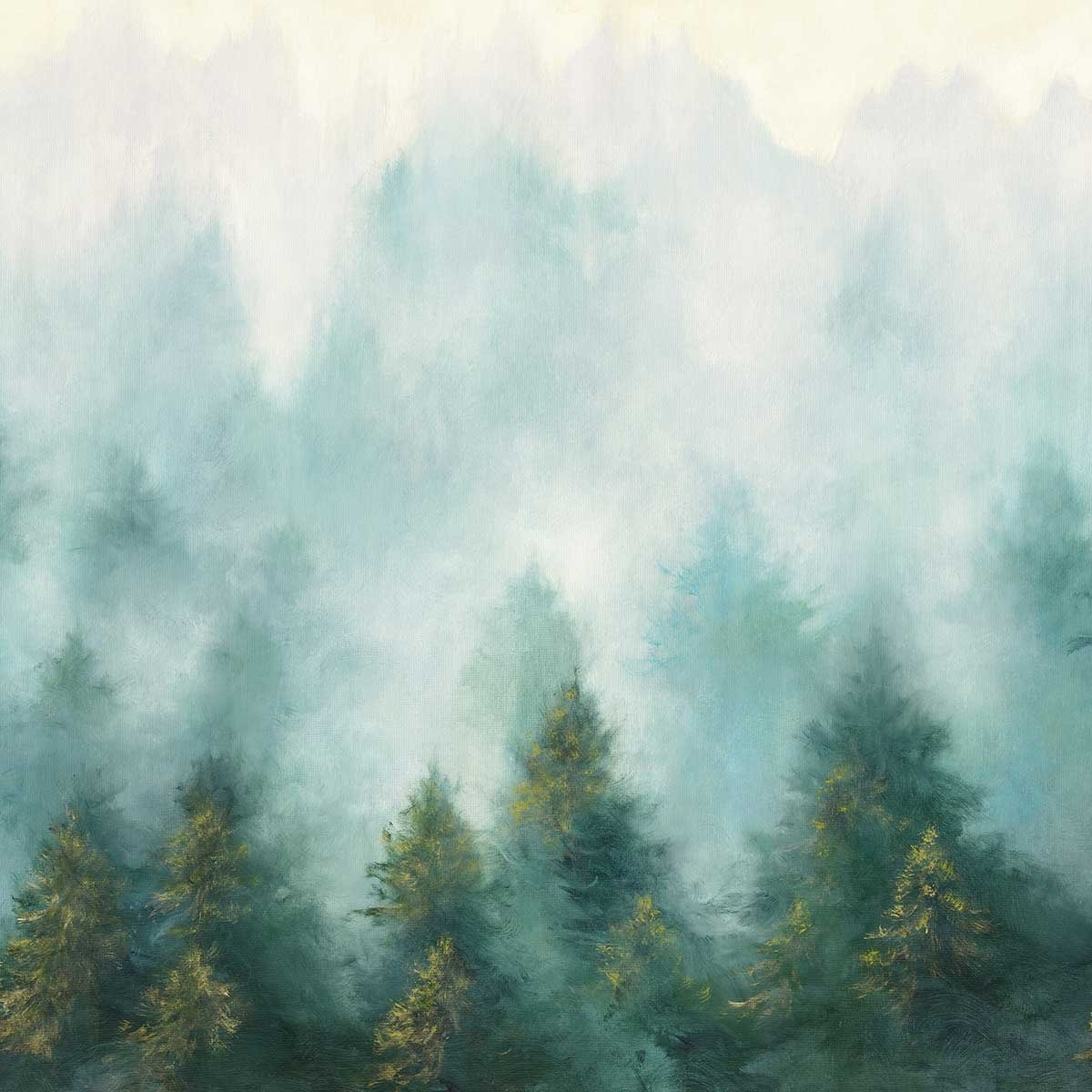Tableau abstrait brume sur la forêt Toile imprimée