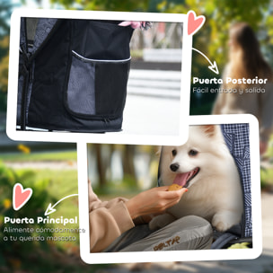 Carrito para Perros Plegable Cochecito para Mascotas Carrito para Perros Pequeños con Cesta de Almacenaje Capota Ajustable Ventana de Malla y 2 Ruedas Universales 81x48x99 cm Gris