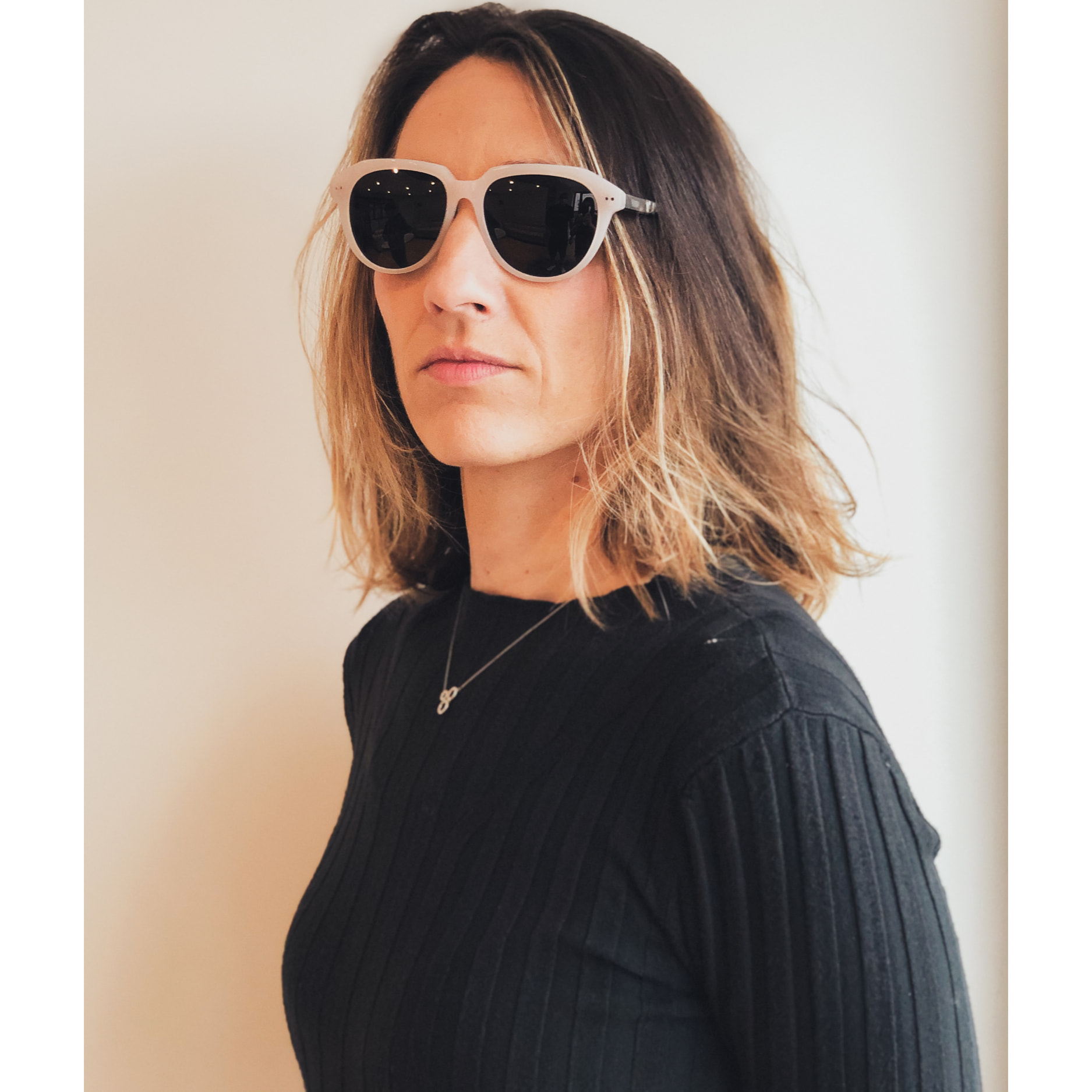 Gafas de sol OCEAN MAVERICKS - Blanco / Rosa esmerilado frente transparente brazo carey y líneas ahumada