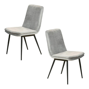 Chaise en velours gris à double coussinage (lot de 2) OKA