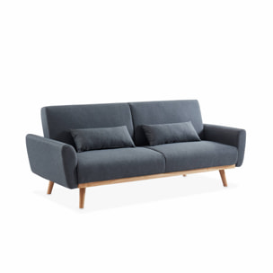 Canapé convertible design en tissu - Oskar - 2 - 3 places scandinave droit avec pieds bois