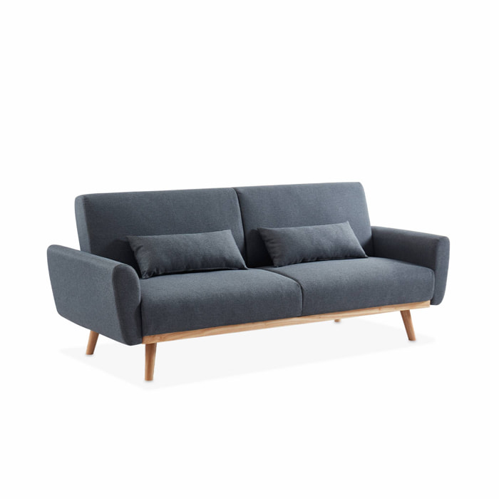 Canapé convertible design en tissu - Oskar - 2 - 3 places scandinave droit avec pieds bois