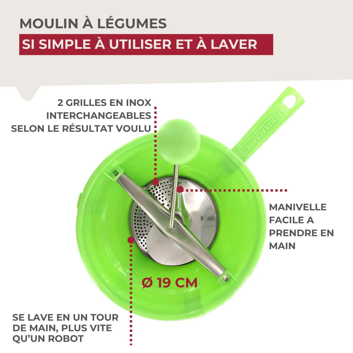 Moulin à légumes plastique 19 cm Fackelmann Handmade Tradition