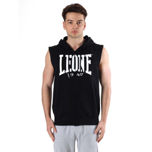 Felpa da uomo con cappuccio e zip senza maniche non felpata Leone Basic