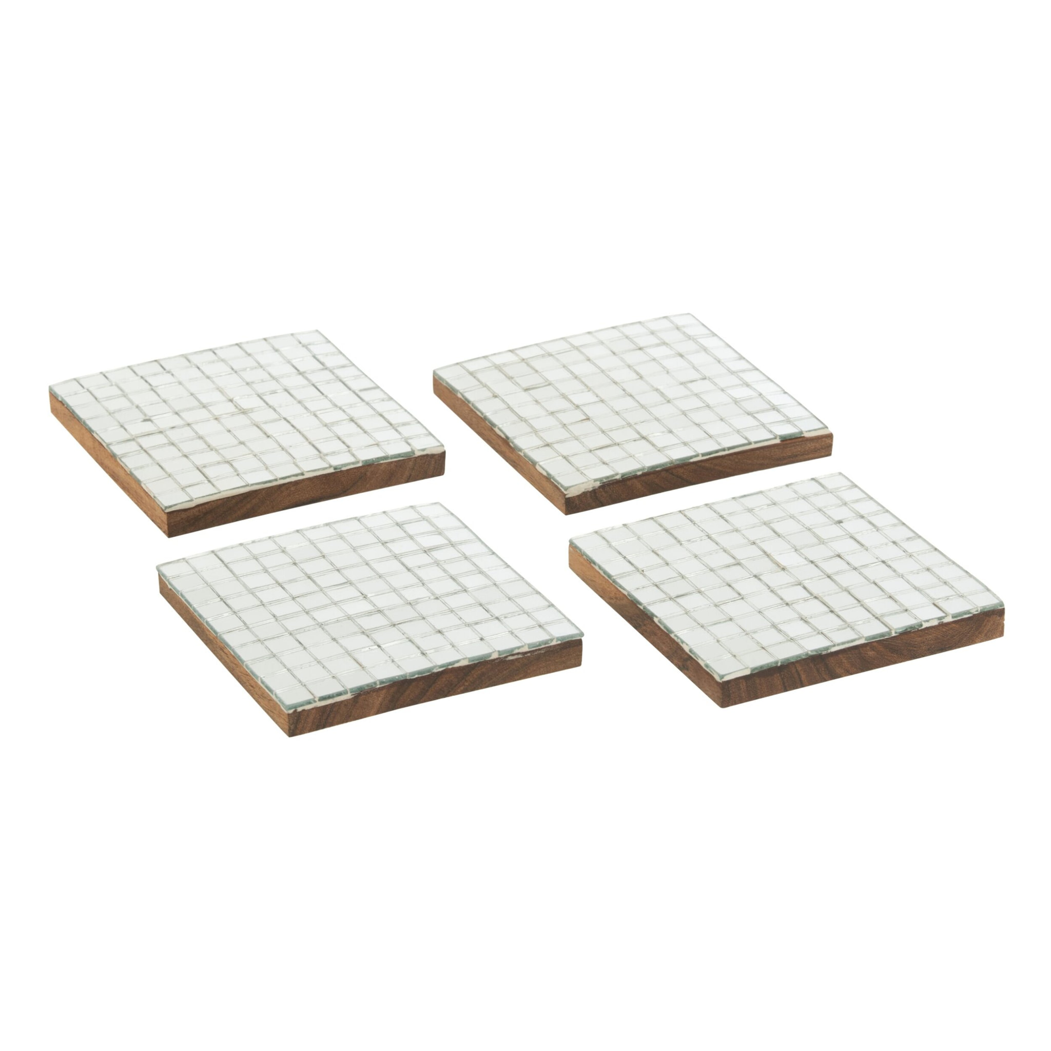 J-Line dessous de verre - bois - argent - boîte de 4