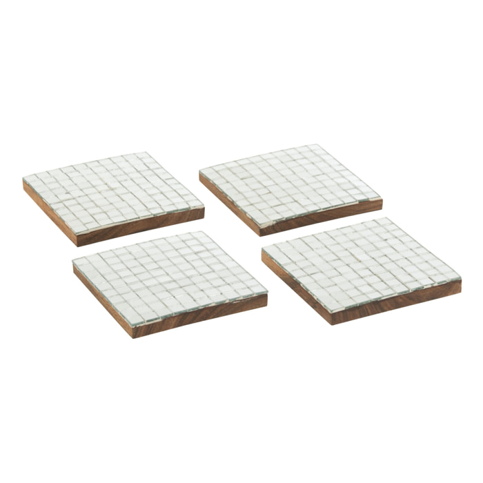 J-Line dessous de verre - bois - argent - boîte de 4