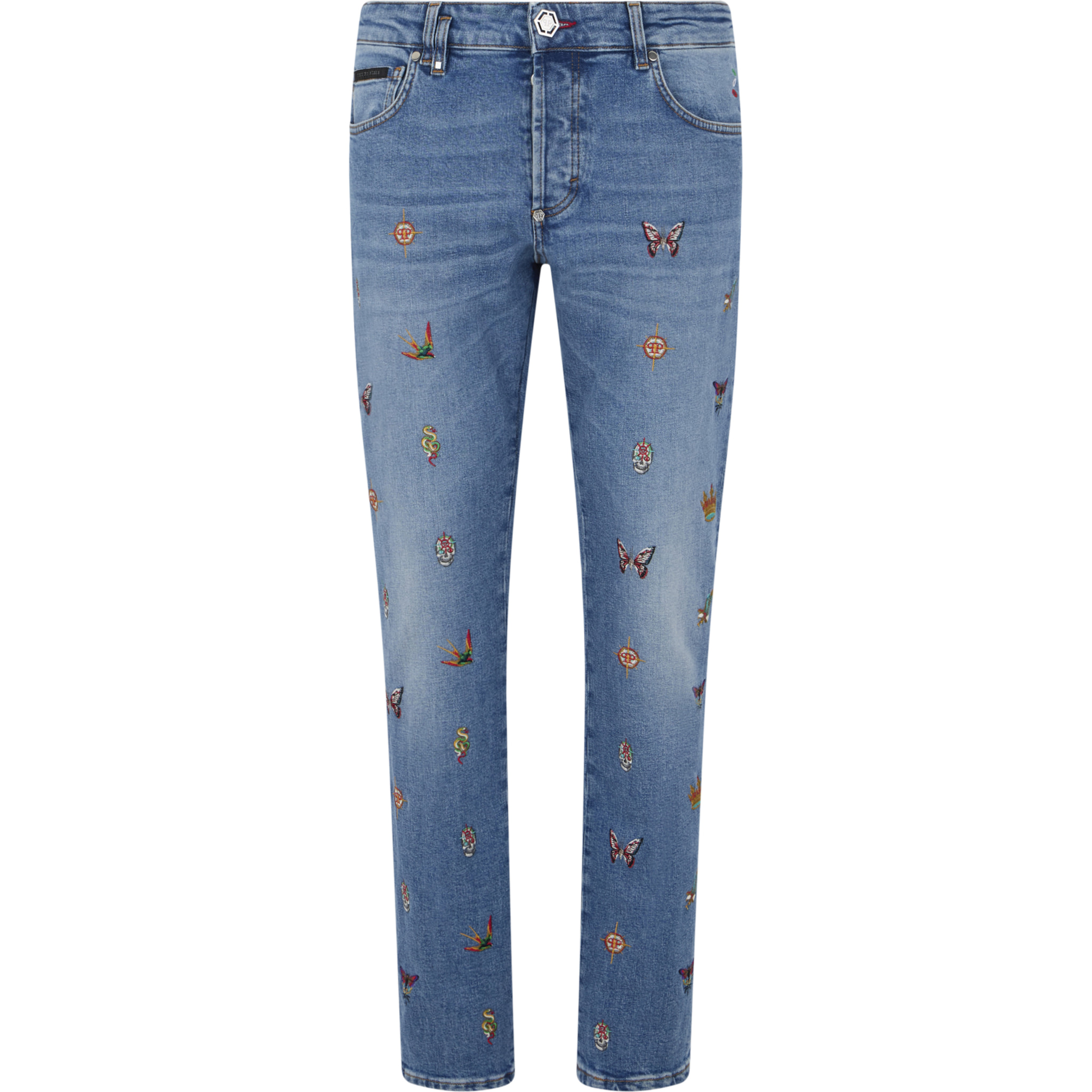 PHILIPP PLEIN Embroidered Super Straight Cut Jeans