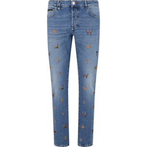 PHILIPP PLEIN Embroidered Super Straight Cut Jeans