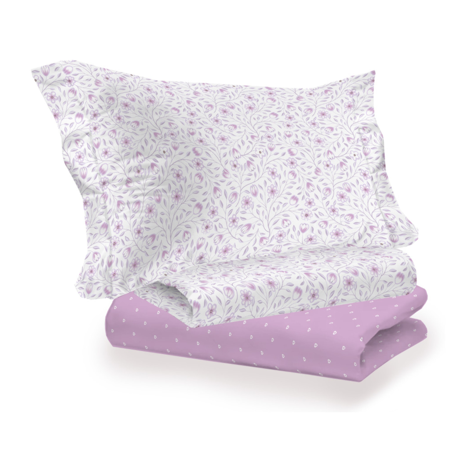 Completo Lenzuola Linea 3027 In Percalle Fantasia Floreale Disegno Melody Rosa