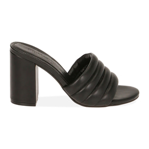 Mules negras, tacón de 9 cm