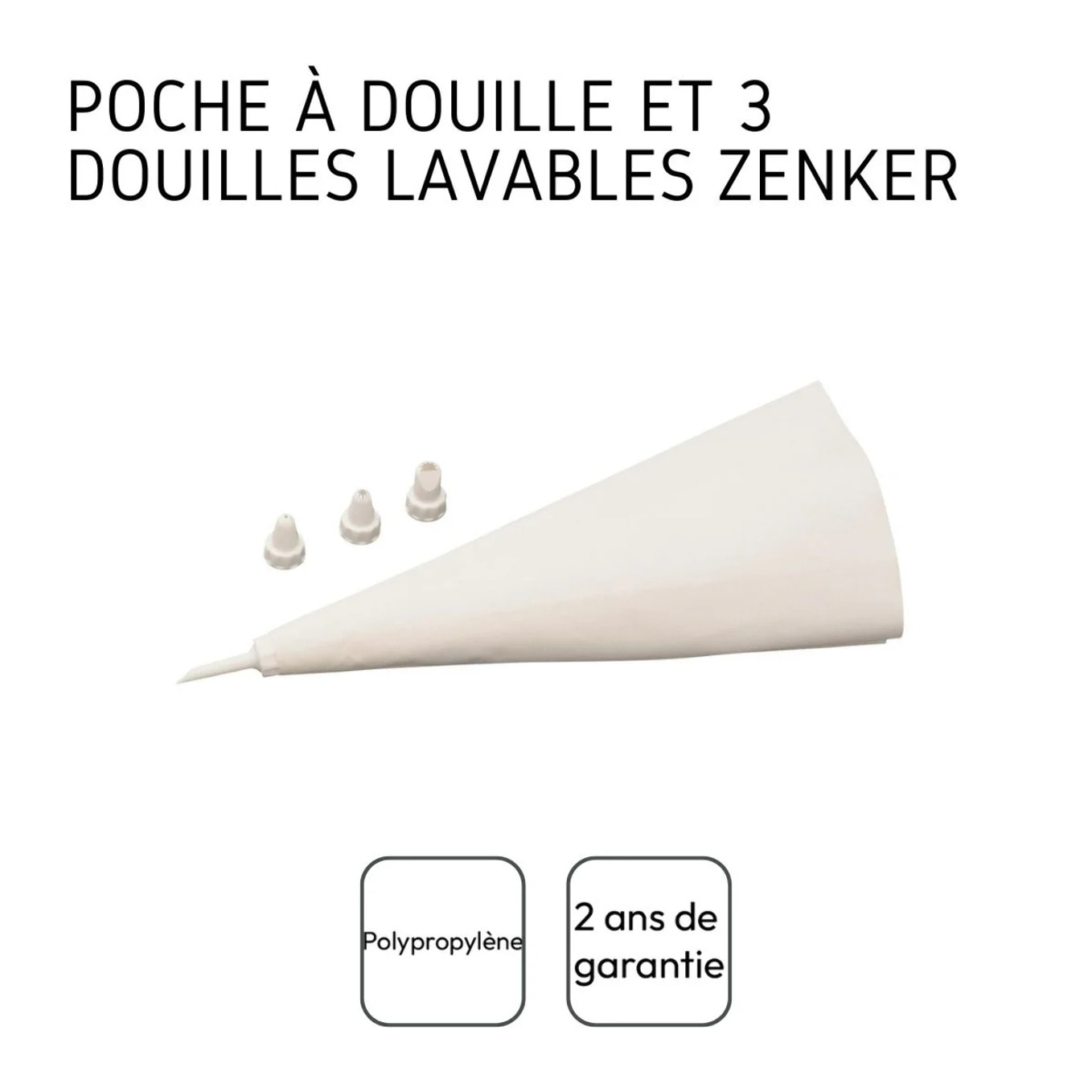 Poche à douille réemployable et 4 embouts plastique 31 cm Zenker Smart Pastry