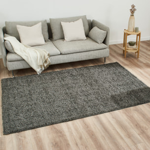 Uni - tapis de salon en laine artificielle anthracite